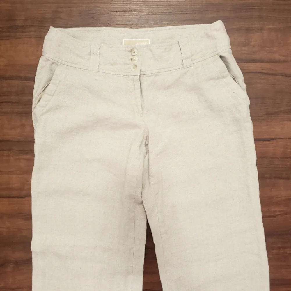 Michael Kors Linen mid rise Wide Leg Pants size 10 - Picture 3 of 11